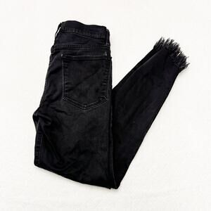 Frame Le High Skinny Assymetrical Hem Denim Jeans Black Size 26